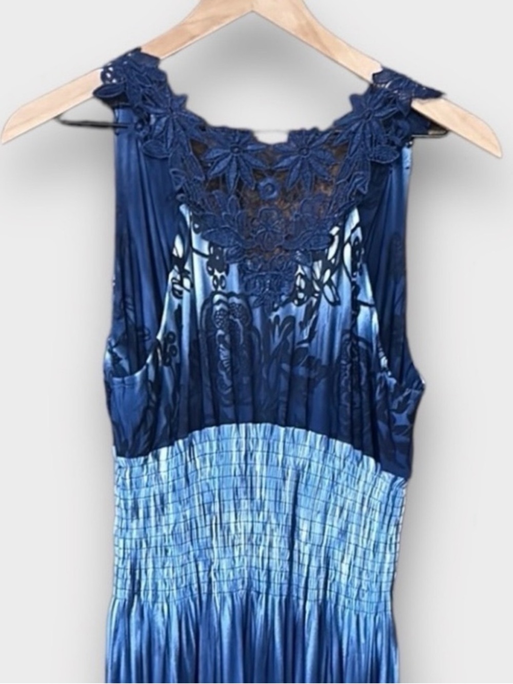 CM Resort Wear Beach Maxi Haltar Dress Blue Size XL - Picture 2 of 4